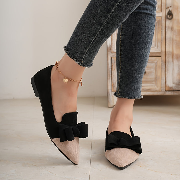 Pointed Toe Bow Embellished Women's Shoes