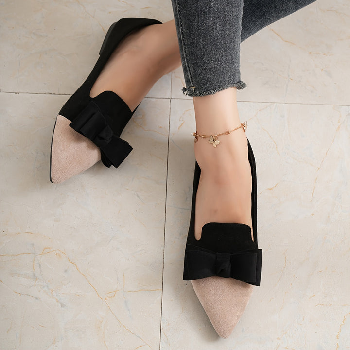 Pointed Toe Bow Embellished Women's Shoes