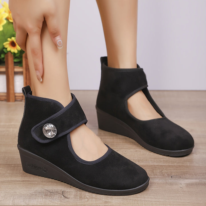 Wedge Ankle Boots with Buckle Strap