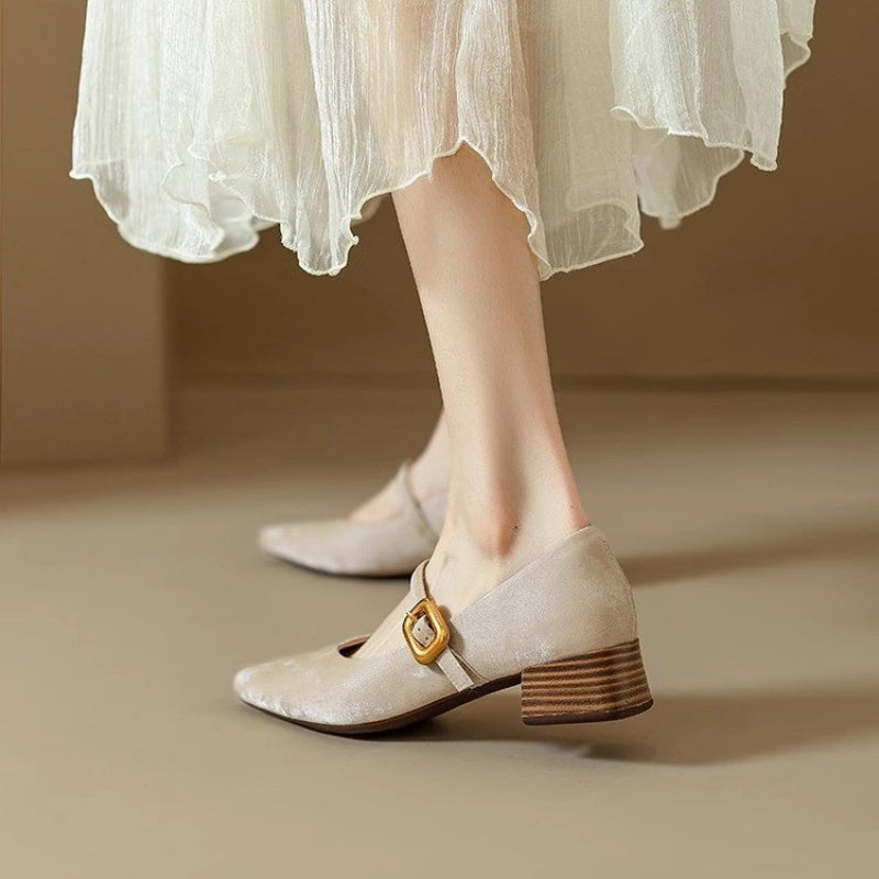 Women's Cover Square Toe Low Heels