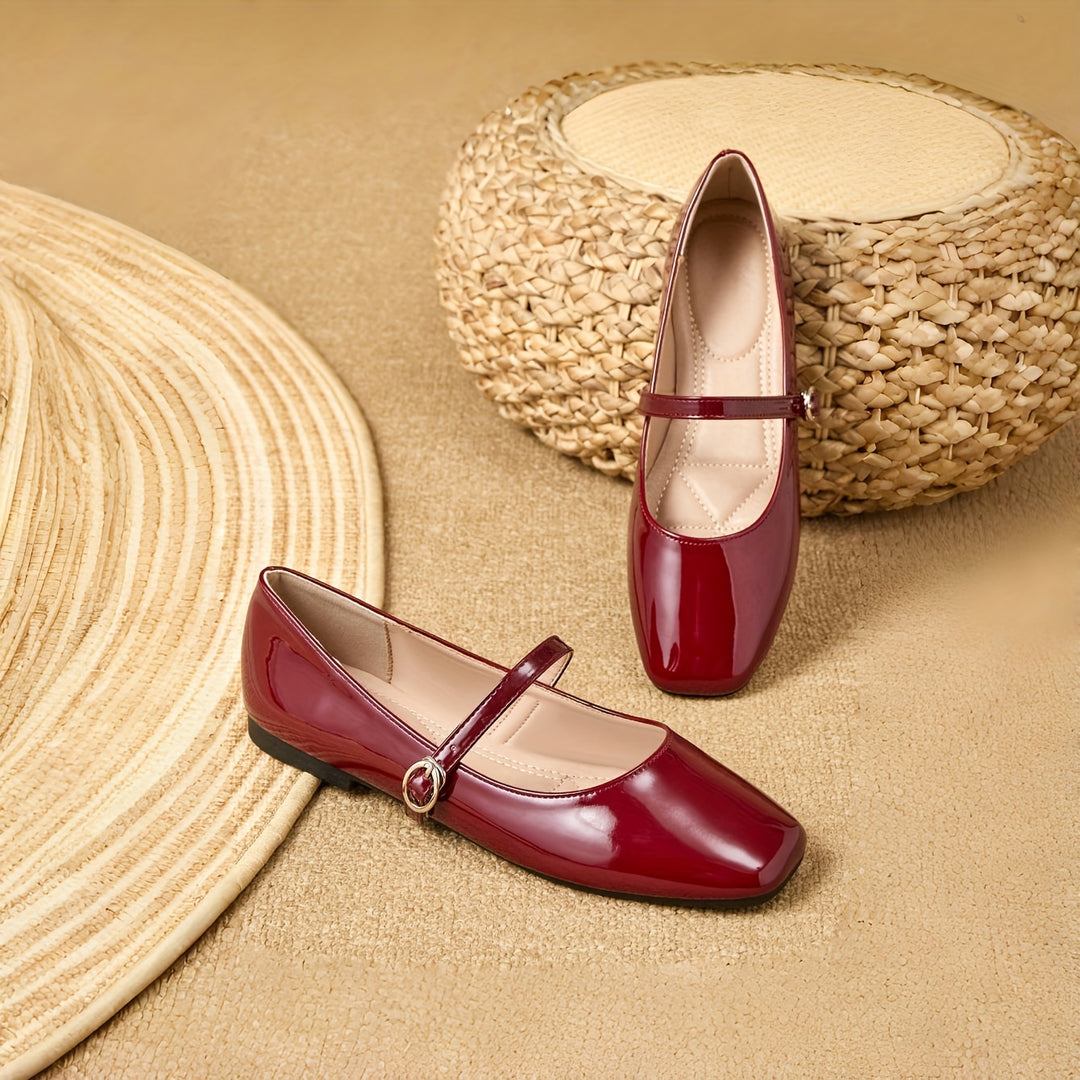 Women's Burgundy Mary Jane Flats