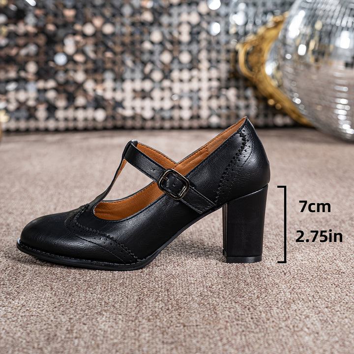 Women's T-Strap Block Heels