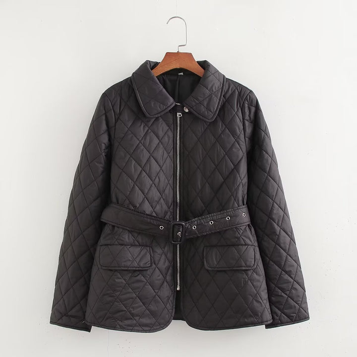 Quilted Coat with Belt
