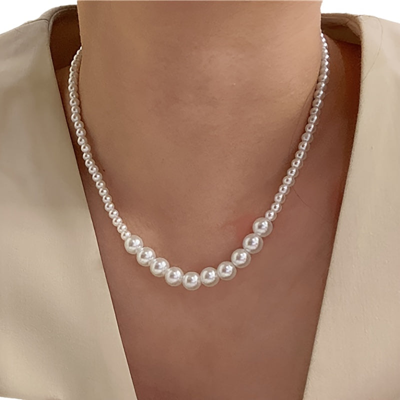 French-Style Classic Faux Pearl Necklace