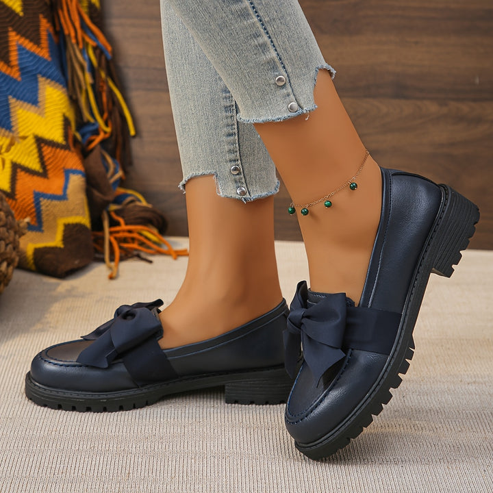 Navy Blue Faux Cover Loafers