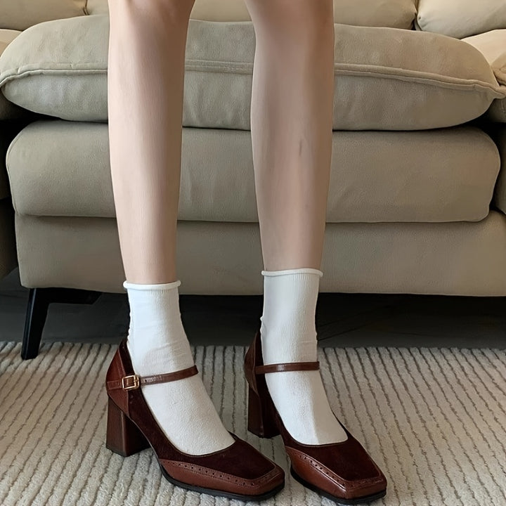 French Retro Brown Shoes for Women