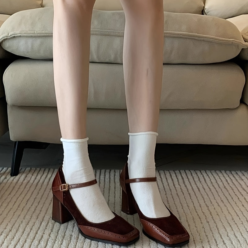 French Retro Brown Shoes for Women