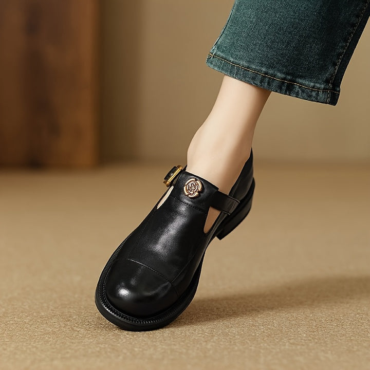 Round-Toe Low-Heel Loafers