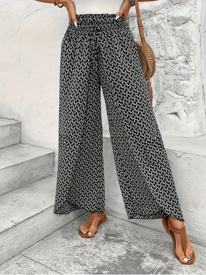 Geometric Printed Wide Leg Pants
