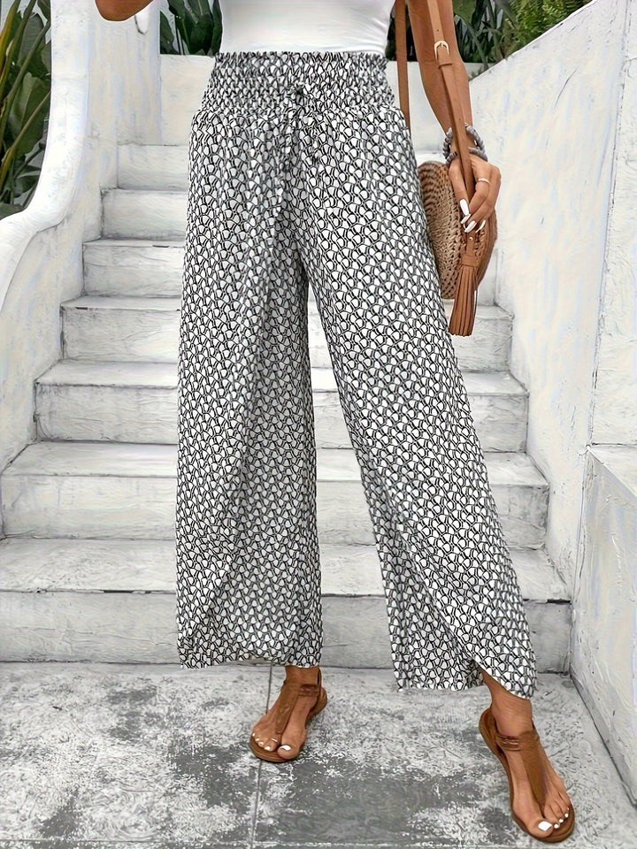 Geometric Printed Wide Leg Pants