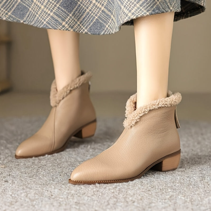 Women's Beige Pointed Toe Boots