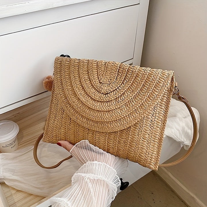 Elegant Handwoven Straw Clutch Bag