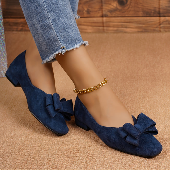 Square Headed Low Heel Single Shoes