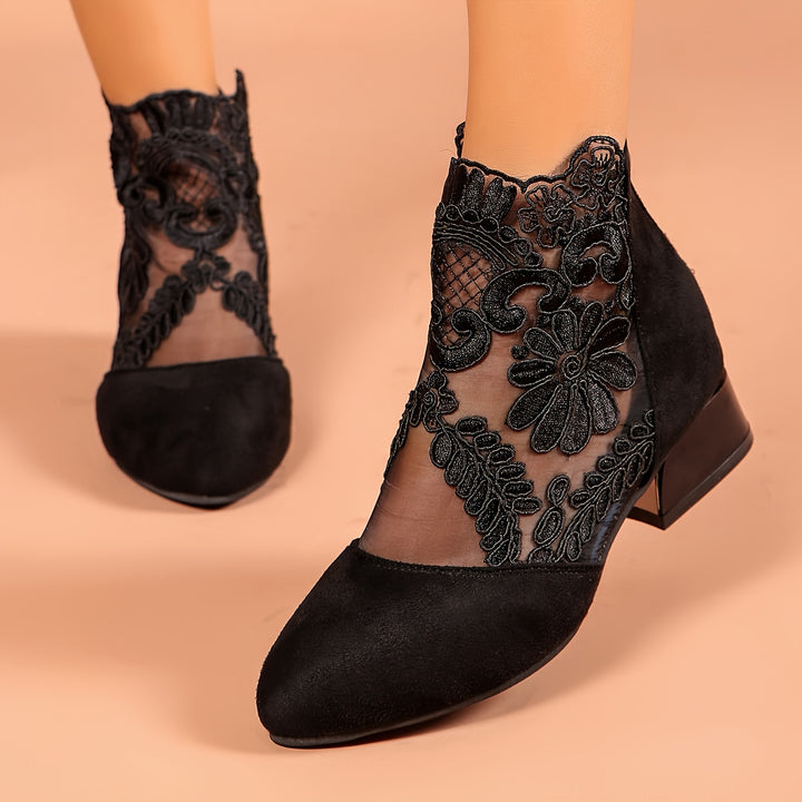 Women's Vintage Floral Embroidered Ankle Boots
