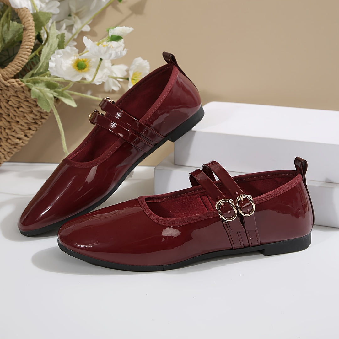 Mary Jane Shoes with Double Buckle Strap