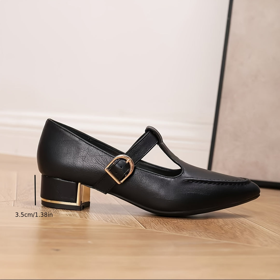 Pointed Toe Chunky Mid-Heel  Shoes