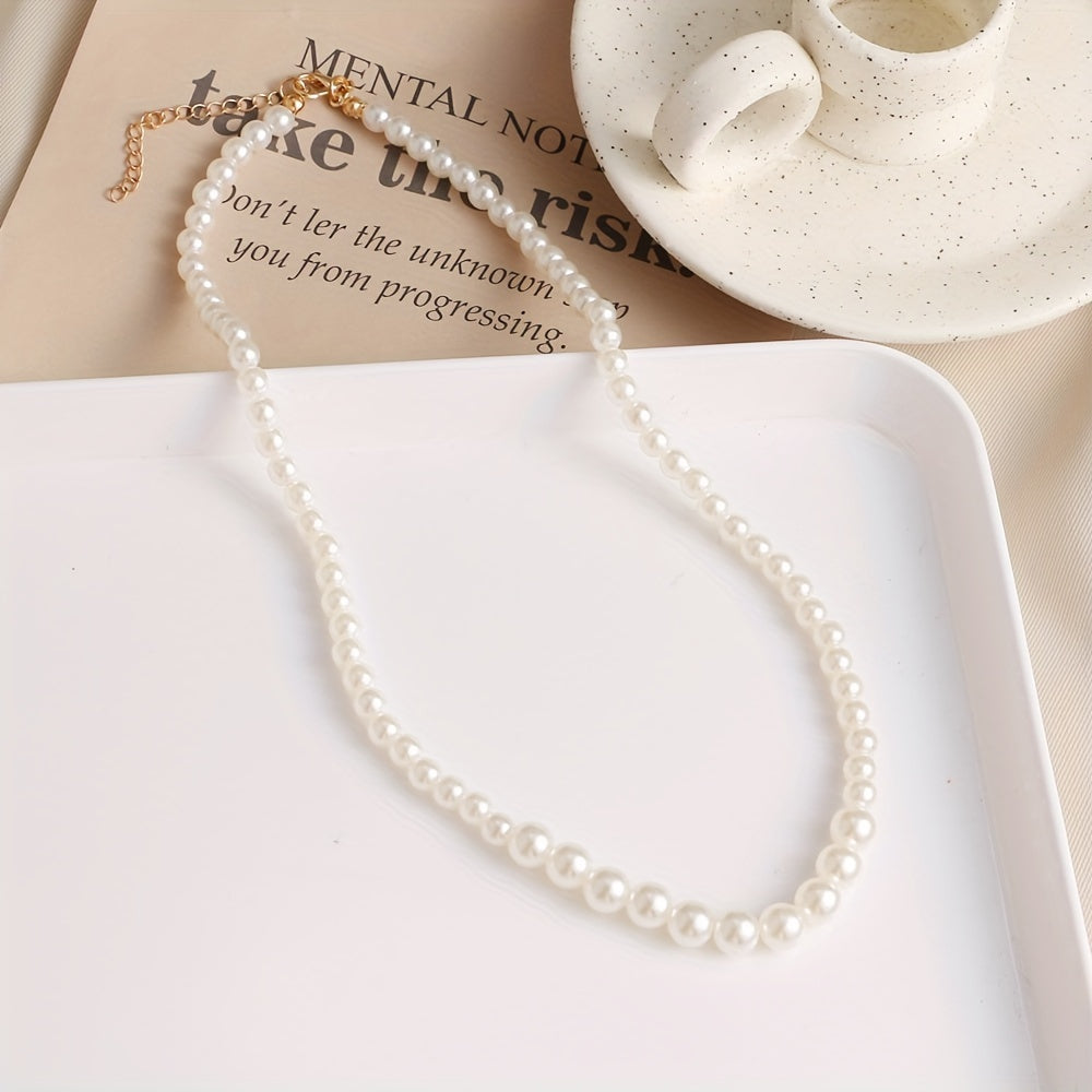 French-Style Classic Faux Pearl Necklace