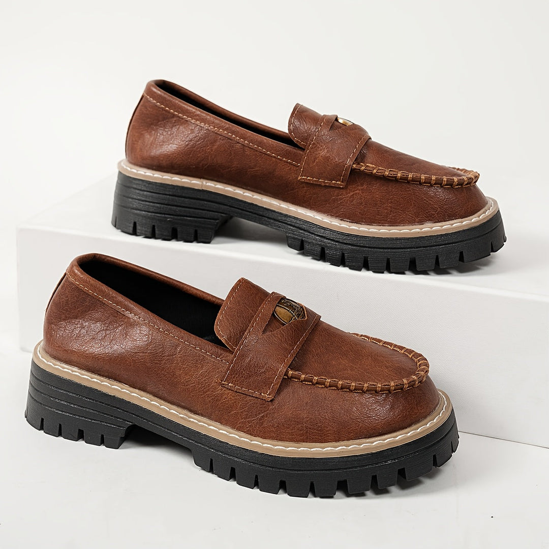 Decorated Brown Penny Loafers