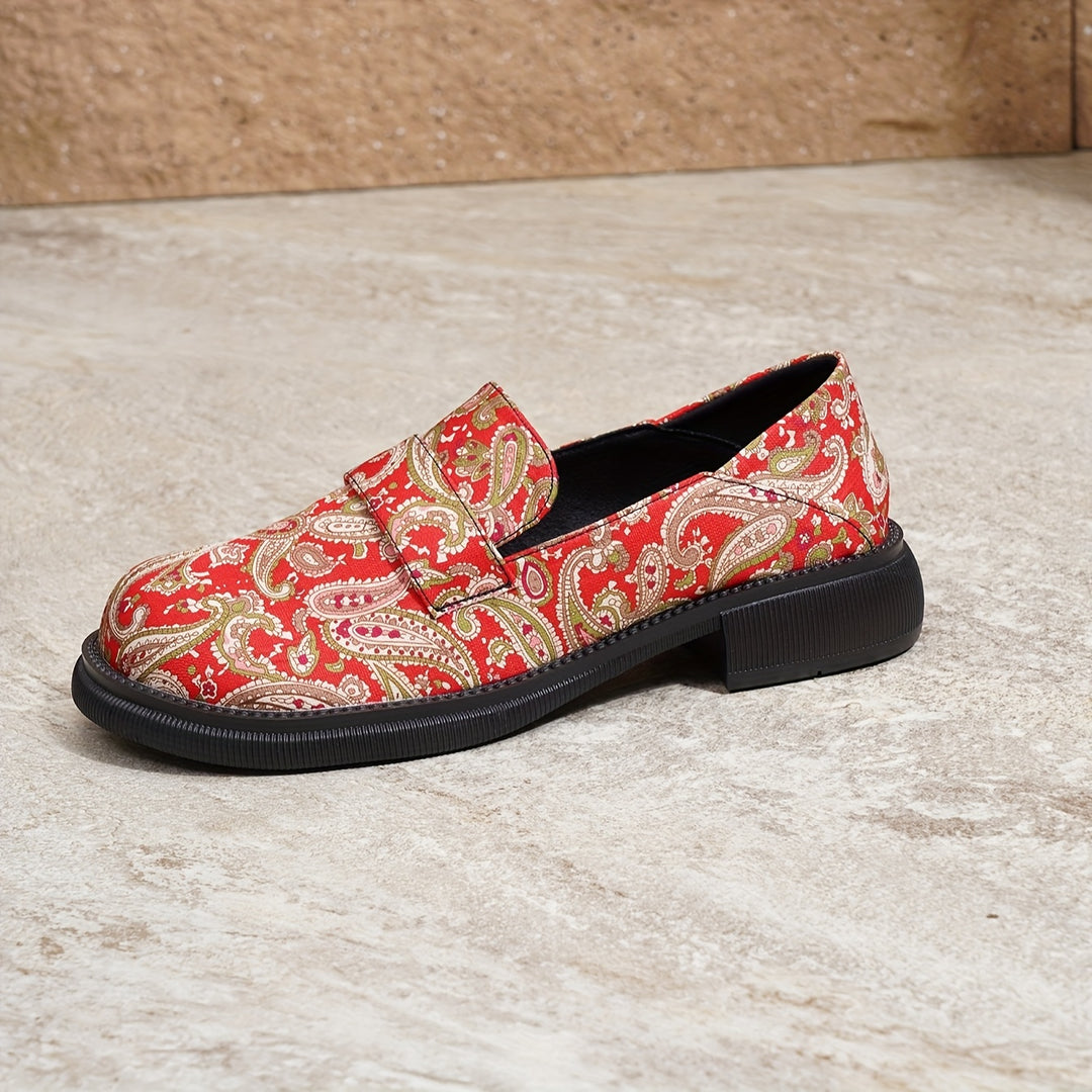 Women's Vibrant Paisley Pattern Slip-On Loafers