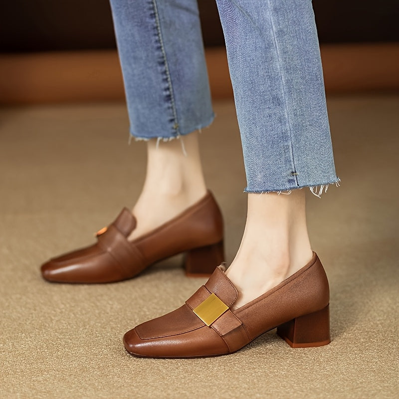 Women's Retro Chunky Heel Loafers