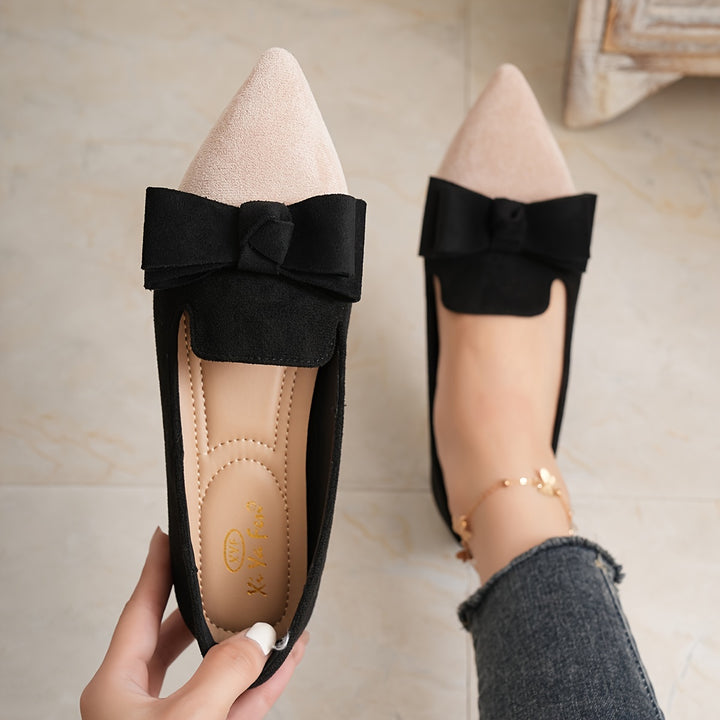 Pointed Toe Bow Embellished Women's Shoes