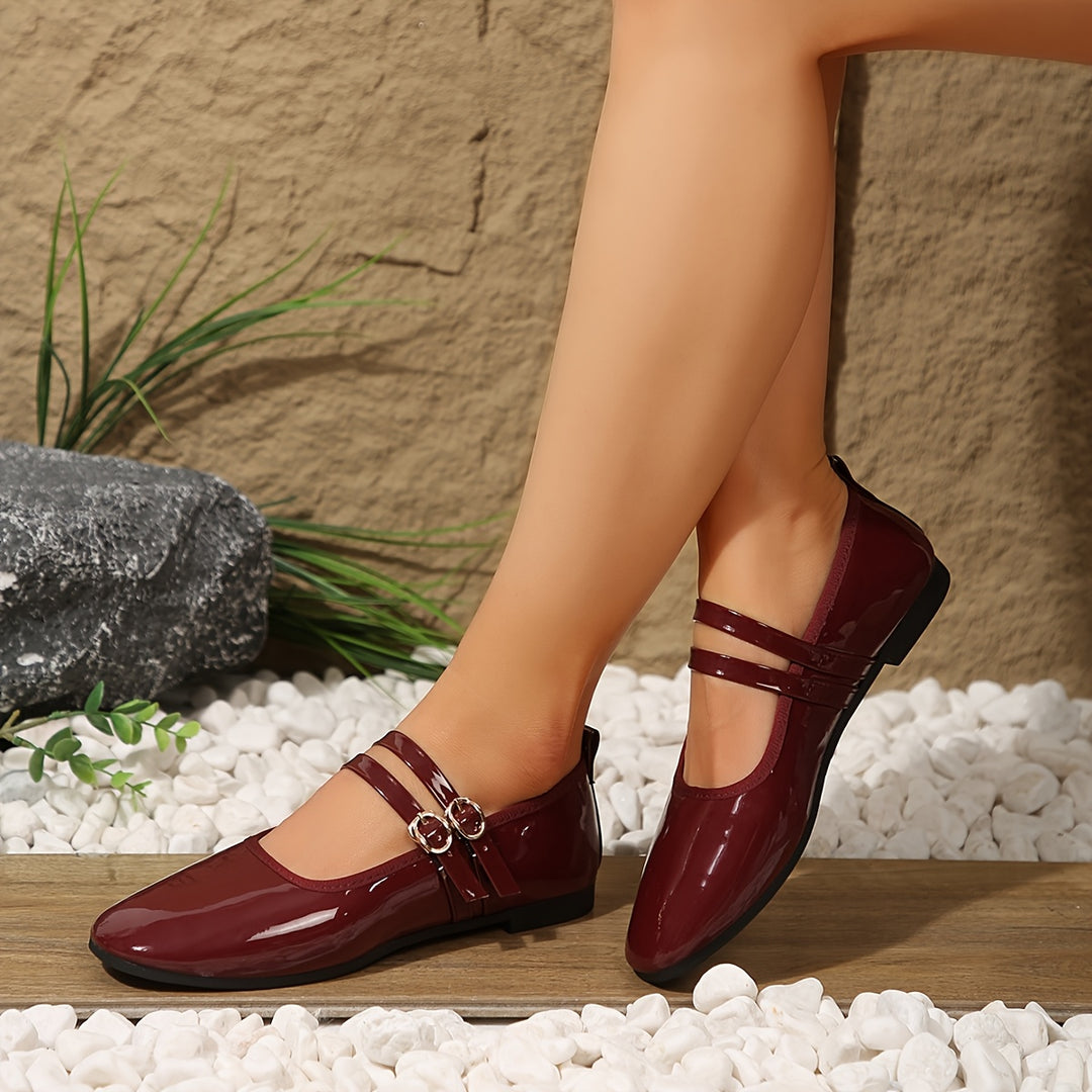 Mary Jane Shoes with Double Buckle Strap