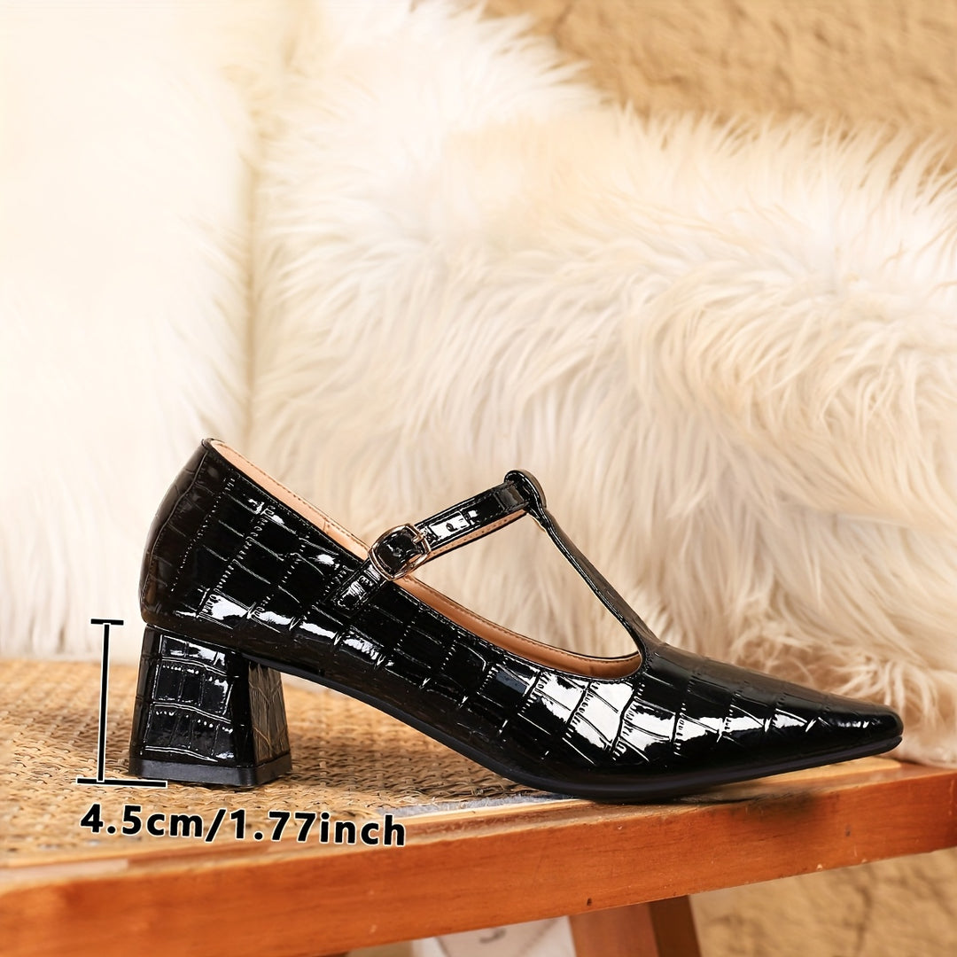 Elegant French Vintage Chunky Heel Pumps
