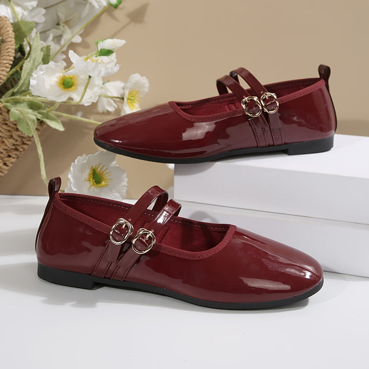 Mary Jane Shoes with Double Buckle Strap