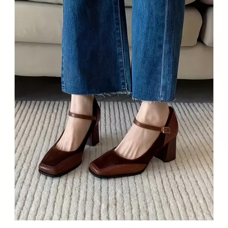 French Retro Brown Shoes for Women