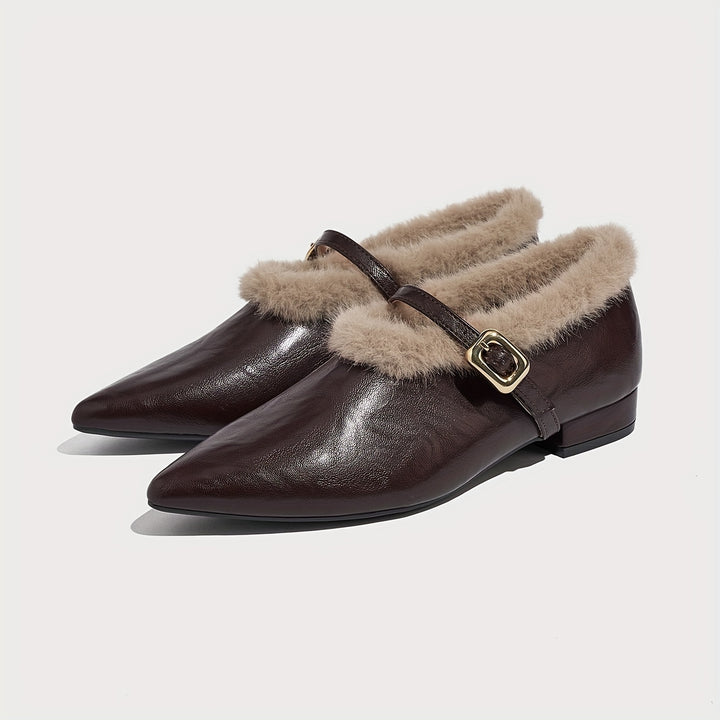 French-Style Fur Pointed Shoes