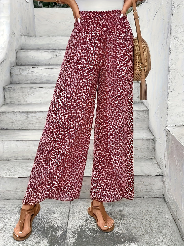Geometric Printed Wide Leg Pants