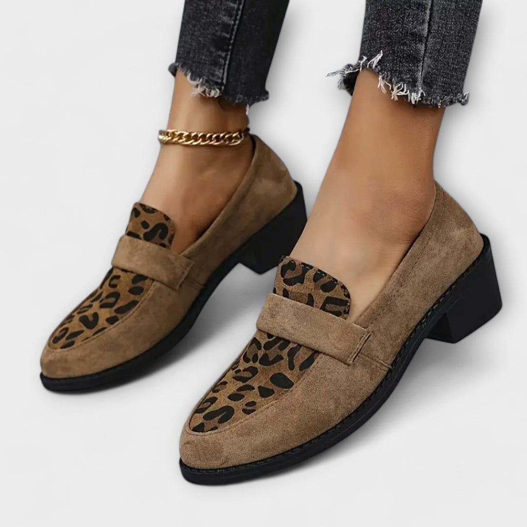 Block Heel Leopard Loafers