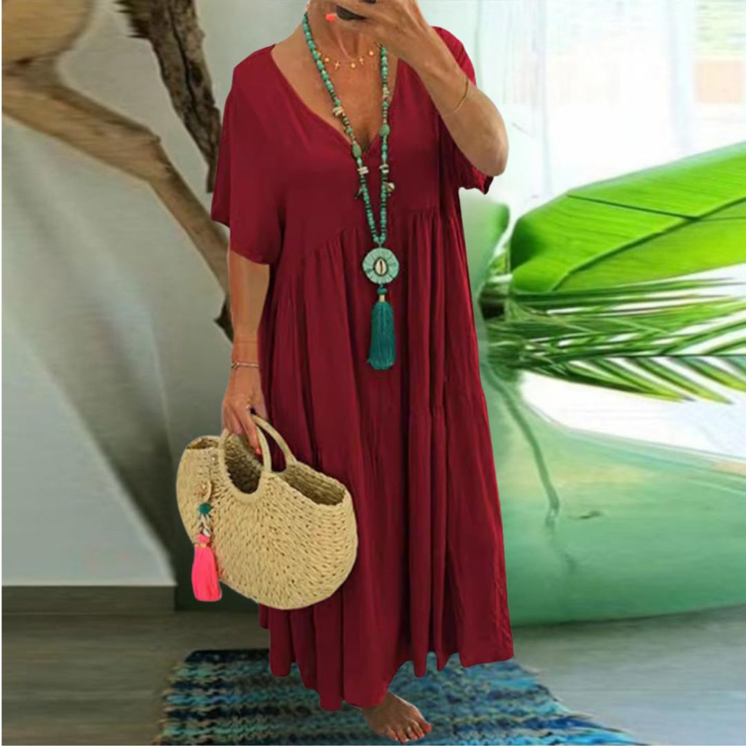 Loose V-neck Maxi Dress