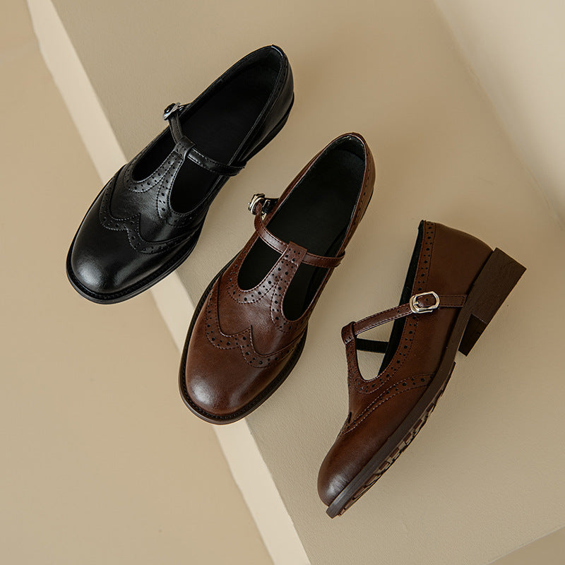 Retro Round Head T-Shape Mary Jane Shoes