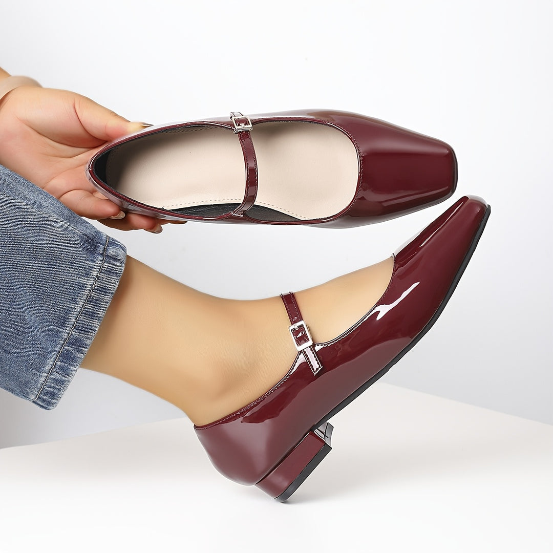 Preppy Style Burgundy Mary-Jane Flats