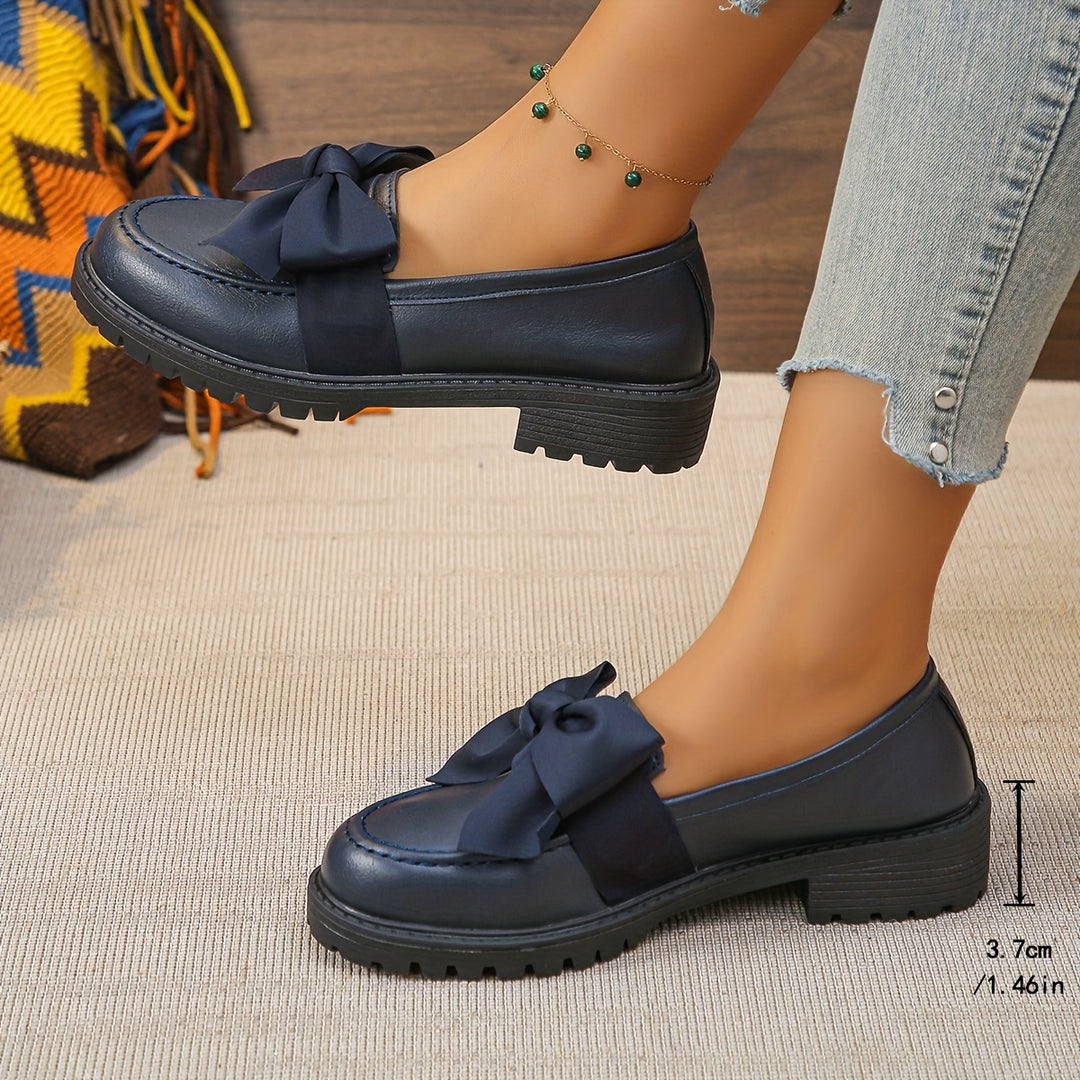 Navy Blue Faux Cover Loafers