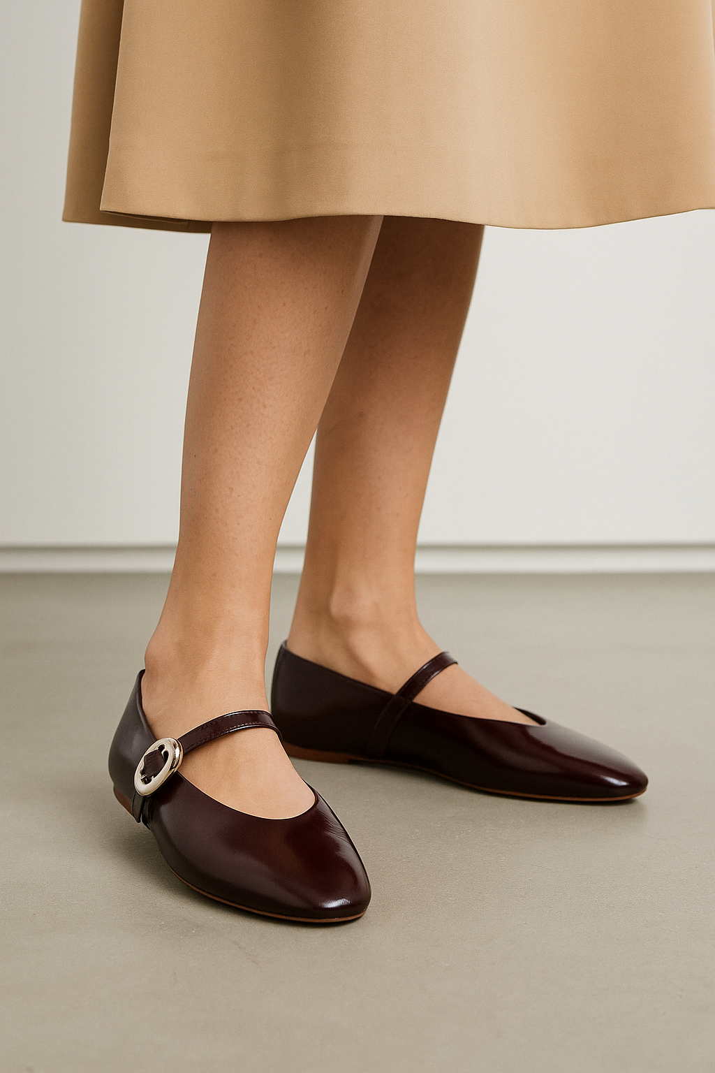 Red Buckle Strap Shoes