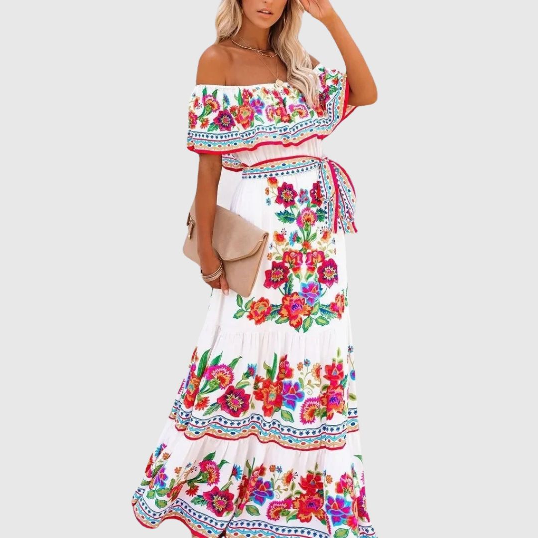 Off-shoulder Floral Dress