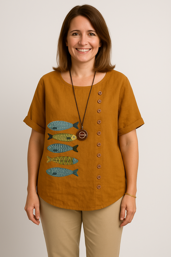 Button Printed T-shirt