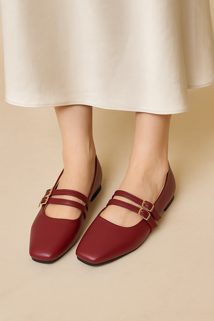 Elegant Red Mary Jane Flats