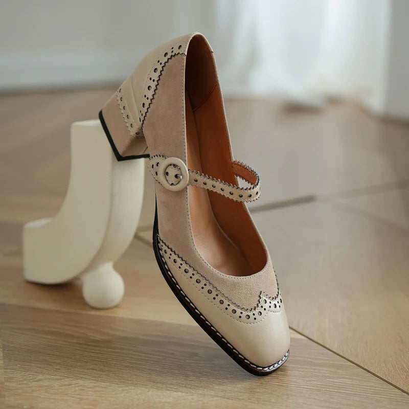 Brogue Heeled Mary Janes