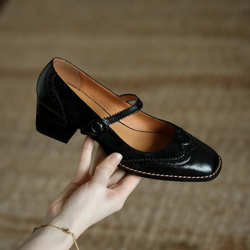 Brogue Heeled Mary Janes