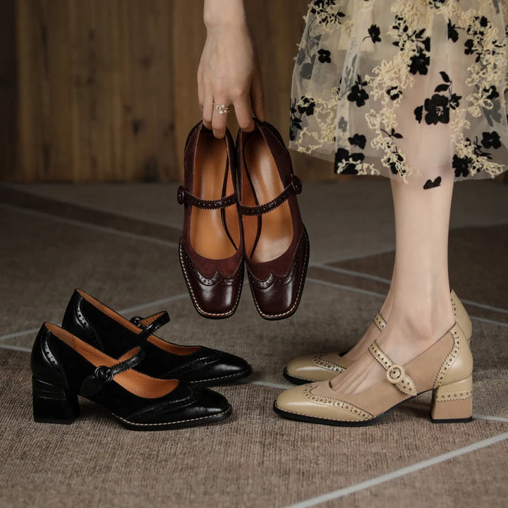 Brogue Heeled Mary Janes