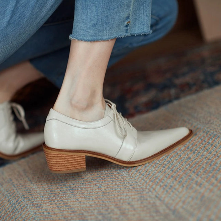 Pointed Toe Chunky Heel Oxfords