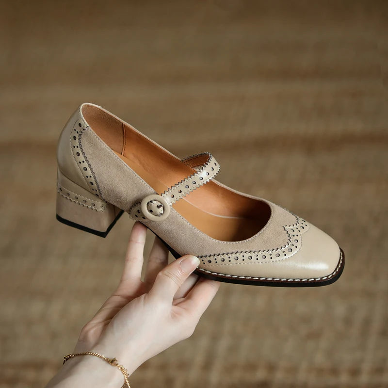 Brogue Heeled Mary Janes