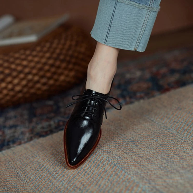 Pointed Toe Chunky Heel Oxfords
