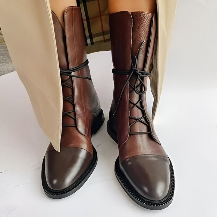 Low Heel Lace Up Boots