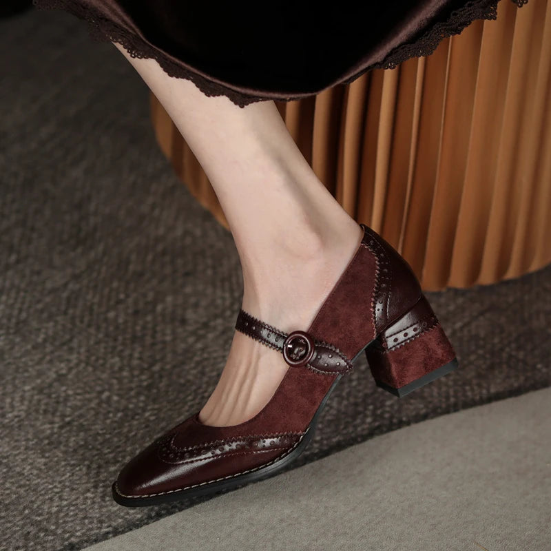 Brogue Heeled Mary Janes