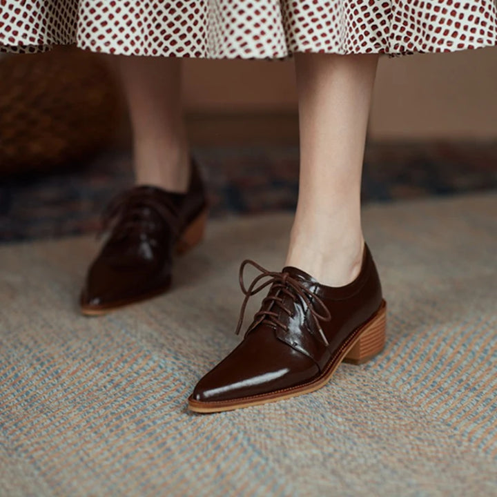 Pointed Toe Chunky Heel Oxfords