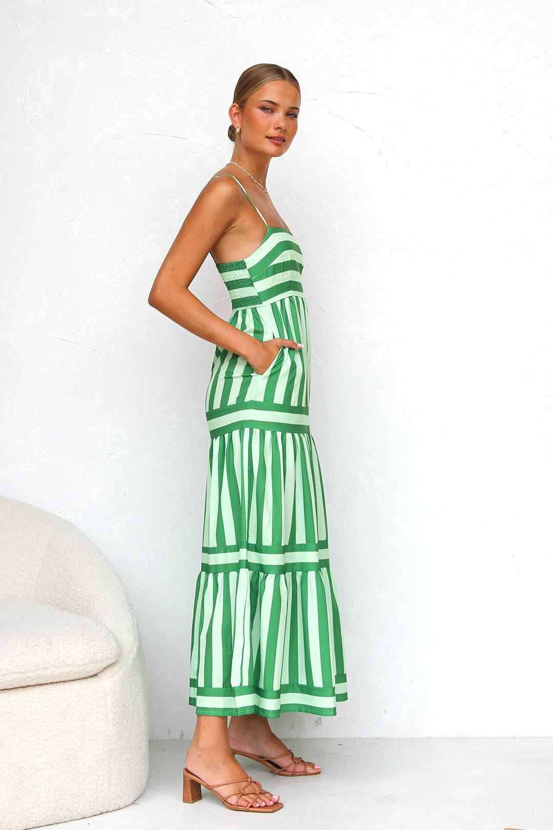 Off Shoulder Green Dress